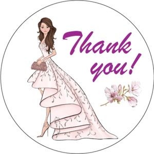 x72 Thank you Custom Fashion Girl Round Stickers